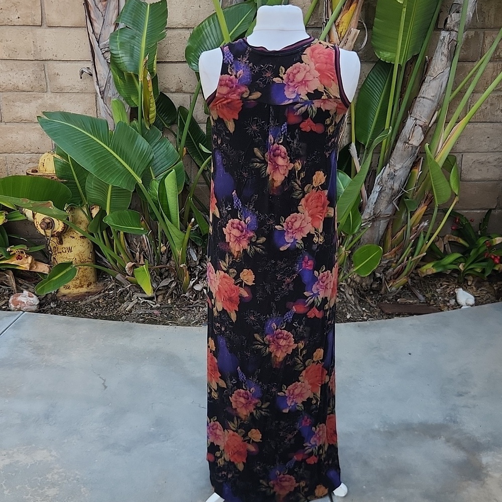 Johnny Was Bossa Nova Vneck Sleeveless Maxi Dress black Floral XXS - Picture 3 of 6